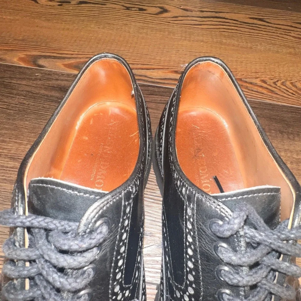 Allen Edmonds Tate Wingtip Derby Black Leather‎ Lug Sole Shoes Men's 8.5 3E 3037